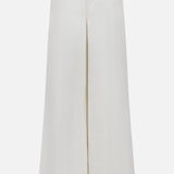 The Amara High Rise Wide Leg Pant by L'Agence features a white linen design with button and zip closure, belt loops, and front pockets, shown against a plain white background.