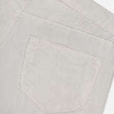 Close-up of the back pocket on the Amara High Rise Wide Leg Pant by L’Agence, highlighting the detailed stitching and textured white linen fabric.