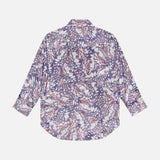 L'AGENCE Dani 3/4 Sleeve Butterfly Print Blouse shown flat with the back facing up against a white background.