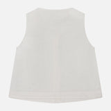 Back view of the Foster Sleeveless A-Line Top by L'AGENCE in off-white, displayed flat on a white background. Features lightweight, slightly sheer fabric with clean hems and no visible fastenings or decorations.