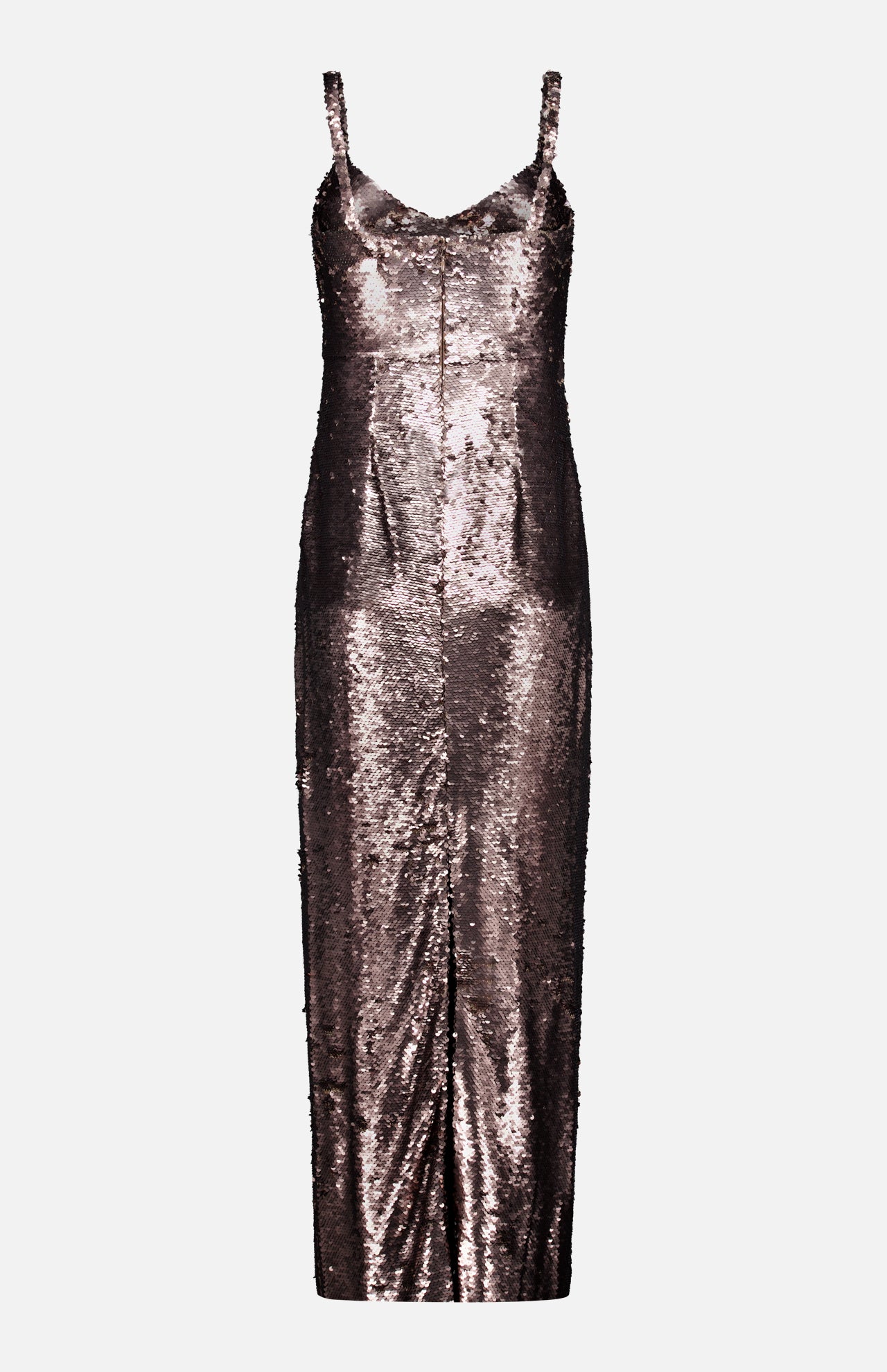 The Karma Sequin Maxi Dress by L’AGENCE is a sleeveless, dark brown maxi dress featuring shimmering sequins, delicate spaghetti straps, and a fitted silhouette—presented against a plain white background and ideal for special occasions.