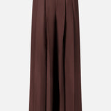 L’Agence Nova Pleated Trouser pants in dark chocolate brown, featuring a high-rise, wide-leg silhouette with deep front pleats.