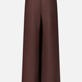L’Agence Nova Pleated Trouser pants in dark chocolate brown, featuring a high-rise, wide-leg fit and a back pleat.