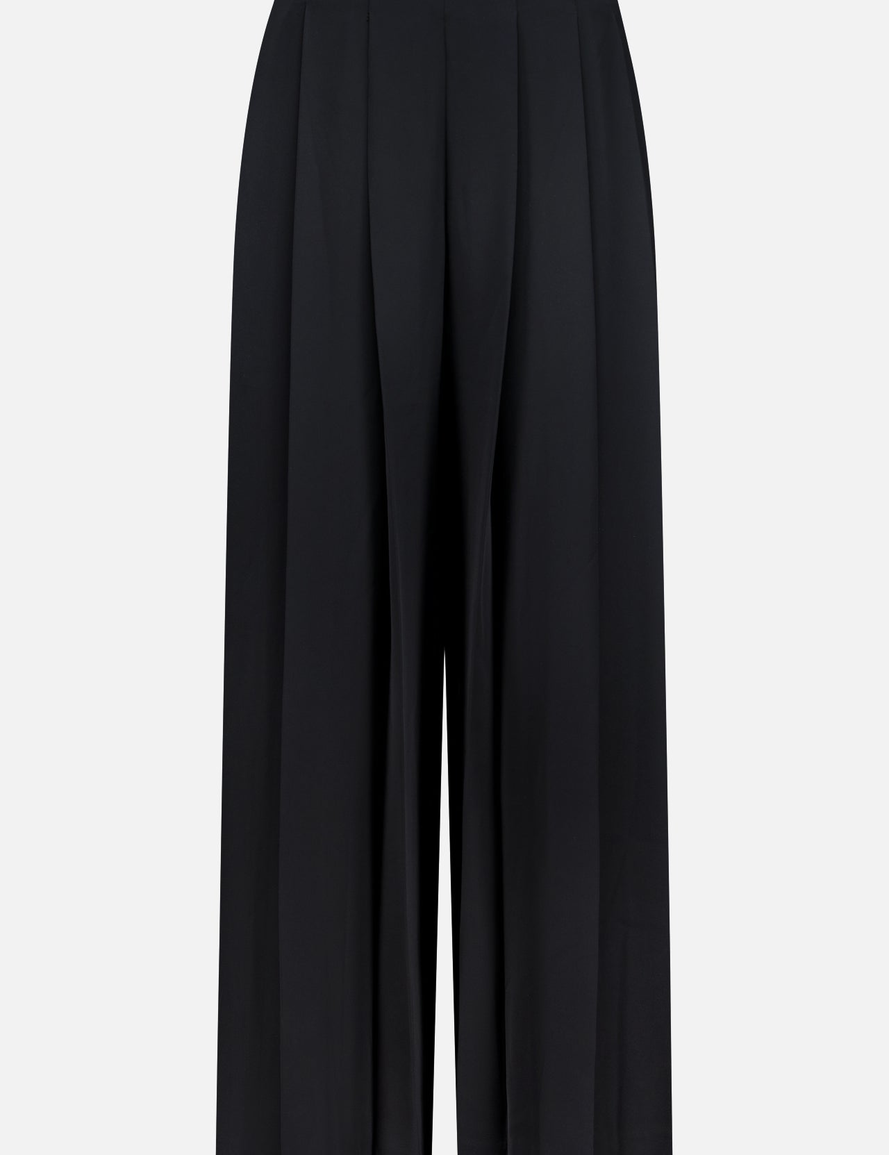 The Novalynn Cropped Pleated Pant by L'AGENCE features a wide-leg silhouette, high rise, and front pleats, shown here in black against a plain white background.