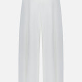 The Novalynn Cropped Pleated Pant by L'AGENCE features a wide-leg silhouette, high rise, and minimalist design in white—your essential trouser for effortless style.