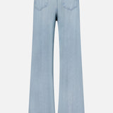 The Scottie High Rise Wide Leg Jean in Lago by L'AGENCE features light blue denim, a high-rise fit, wide-leg silhouette, two back pockets, and a clean, minimal design shown from the back.