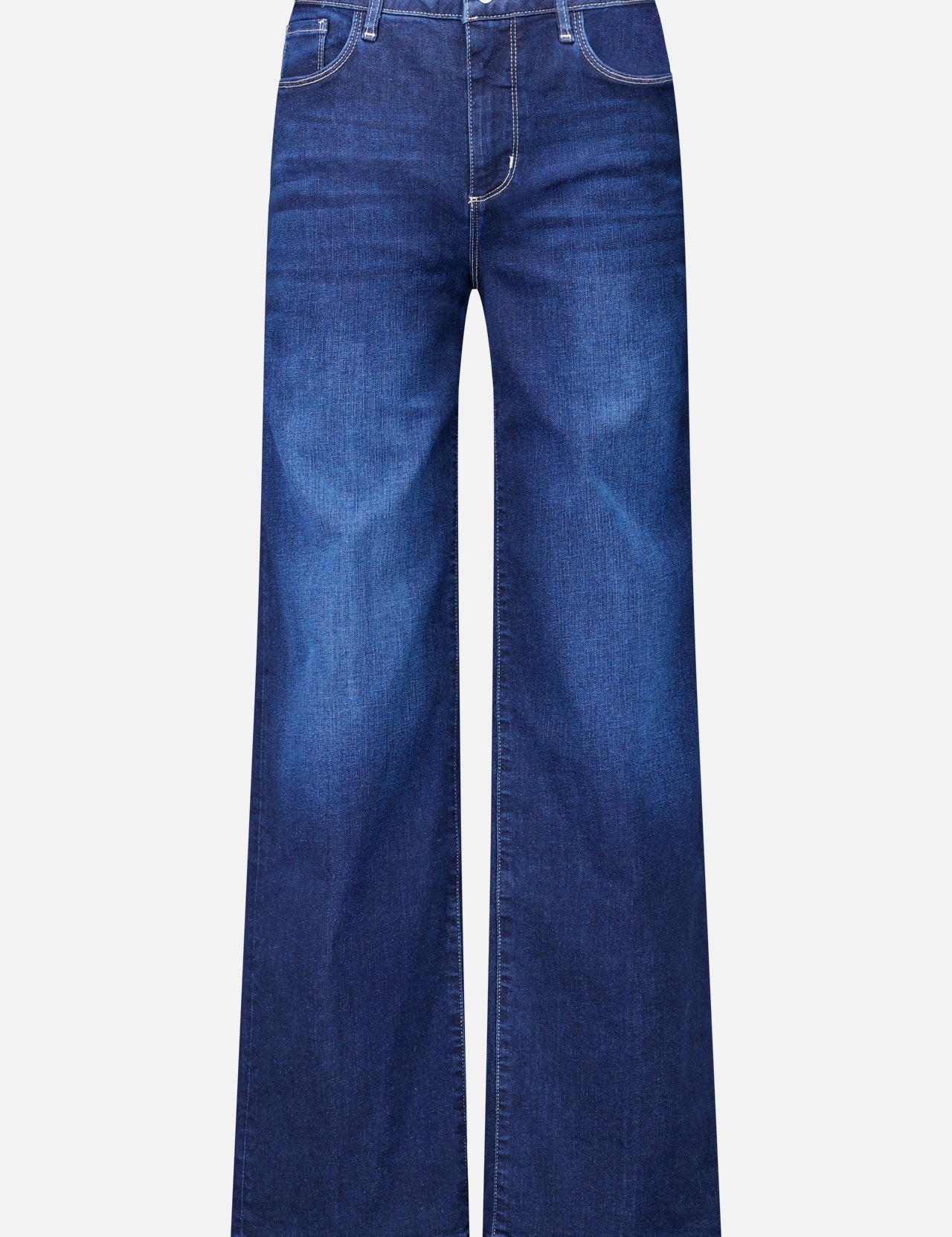L’Agence Scottie High Rise Wide Leg Jean in Robles, featuring dark blue high-rise wide-leg jeans in super stretch denim.