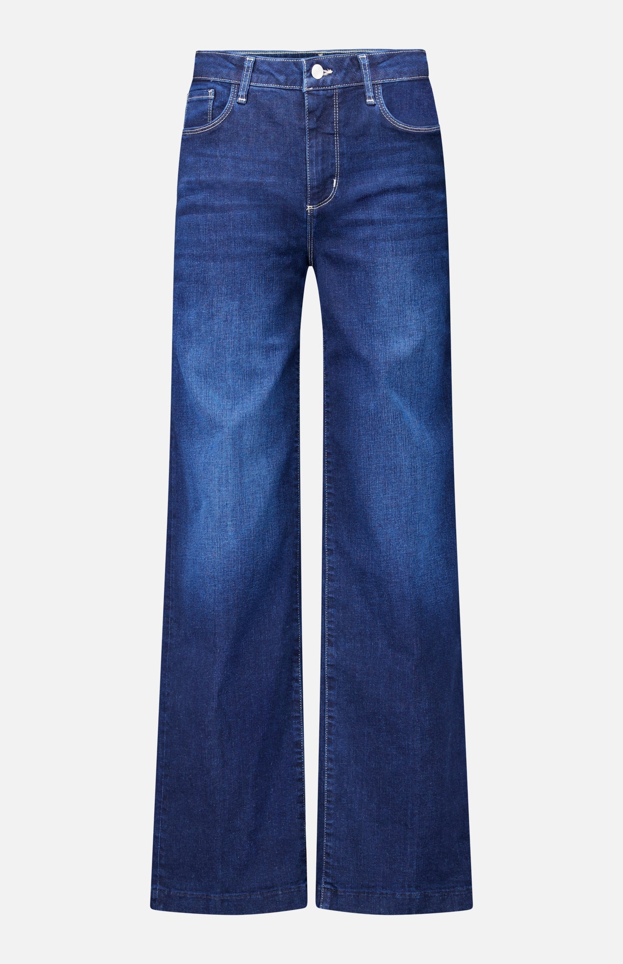 L’Agence Scottie High Rise Wide Leg Jean in Robles, featuring dark blue high-rise wide-leg jeans in super stretch denim.