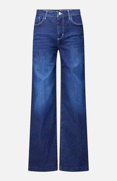 L’Agence Scottie High Rise Wide Leg Jean in Robles, featuring dark blue high-rise wide-leg jeans in super stretch denim.