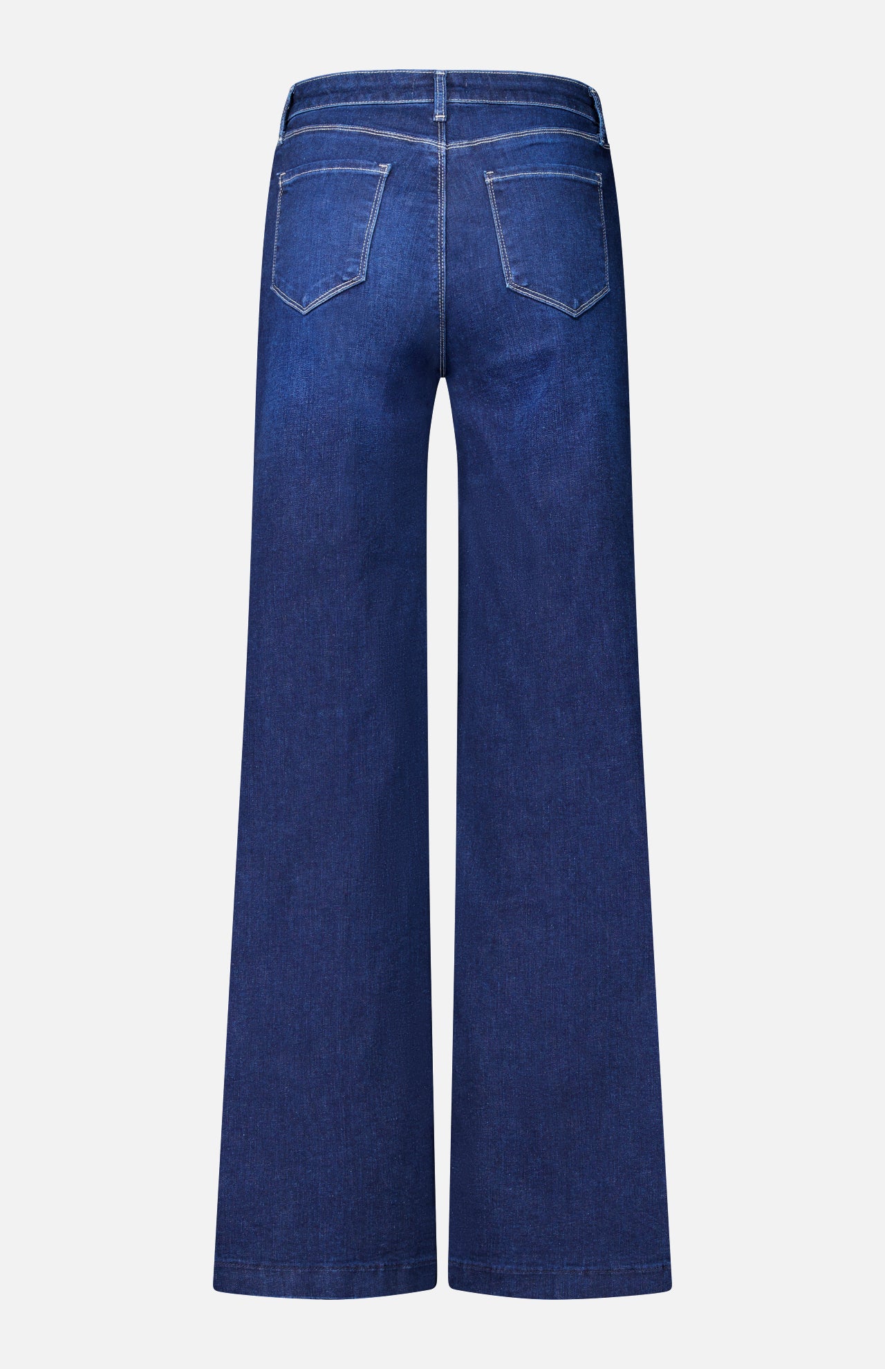 Back view of the L’Agence Scottie High Rise Wide Leg Jean in Robles, featuring a high-rise, wide-leg silhouette in super stretch dark wash denim.