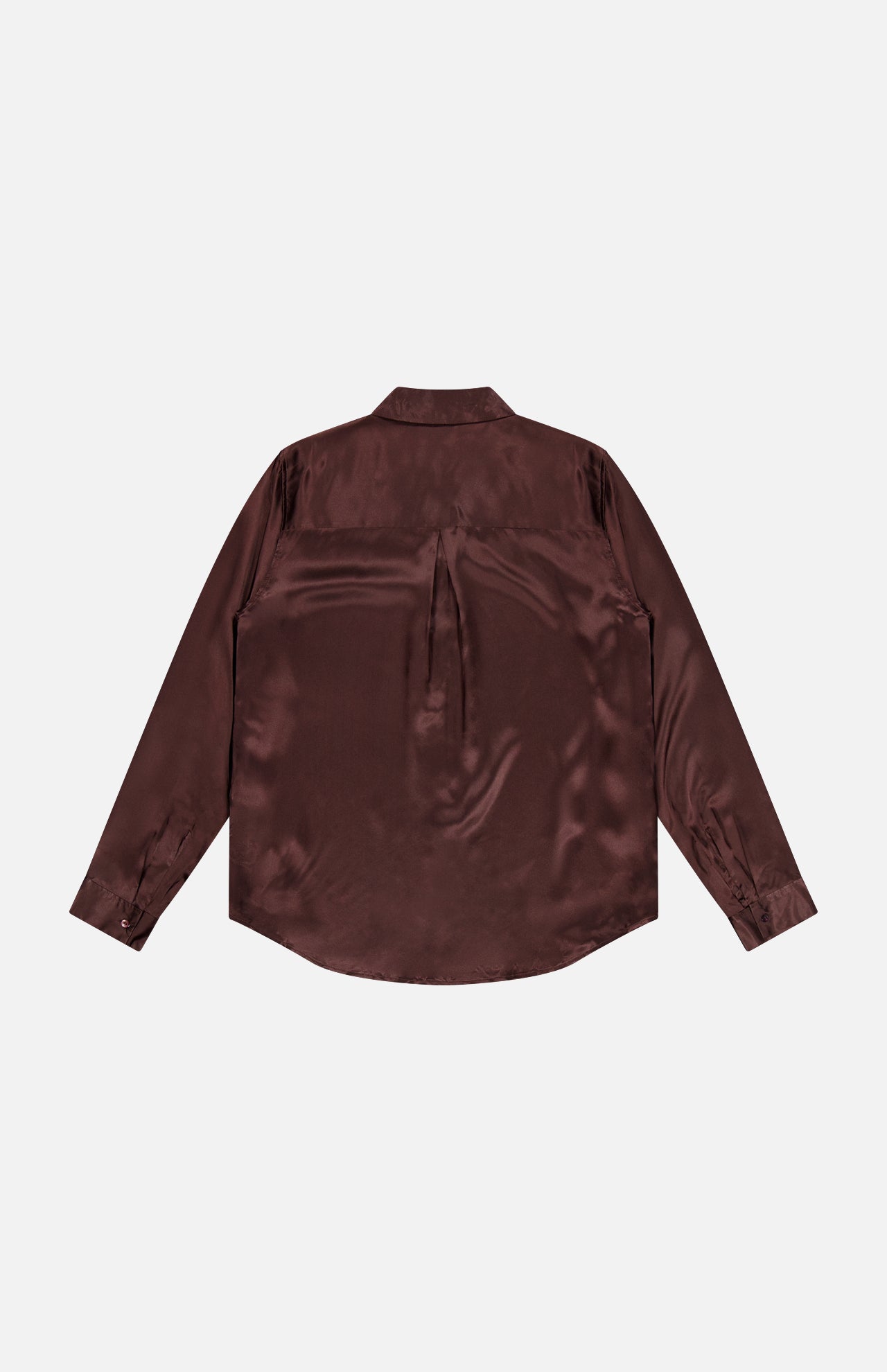 Dark brown Tyler Long Sleeve Blouse in silk with a button-down back.