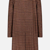 The Glen Plaid Long Coat by L.B.M. is shown from the back, displaying its subtle checked pattern and straight sleeves against a plain white background.