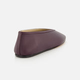 Back view of a handcrafted dark purple Luna Leather Slipper Flat by Le Monde Béryl.