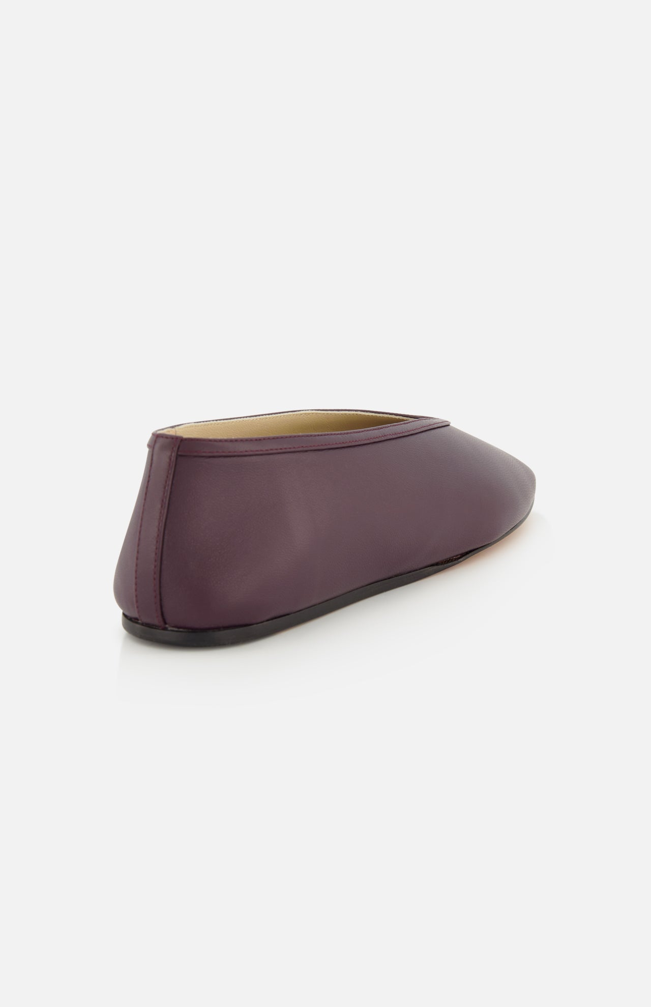 Back view of a handcrafted dark purple Luna Leather Slipper Flat by Le Monde Béryl.