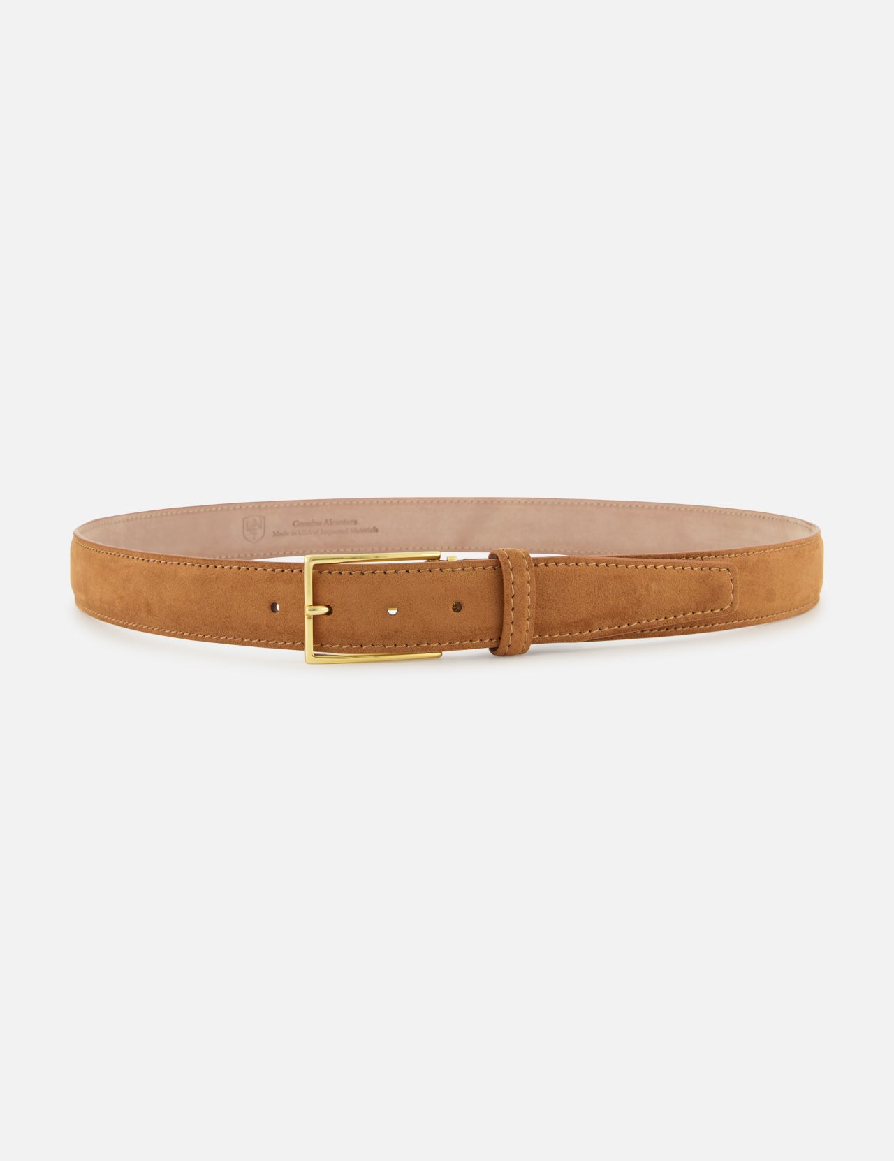 Tan Alcantara Belt with a gold-tone buckle.