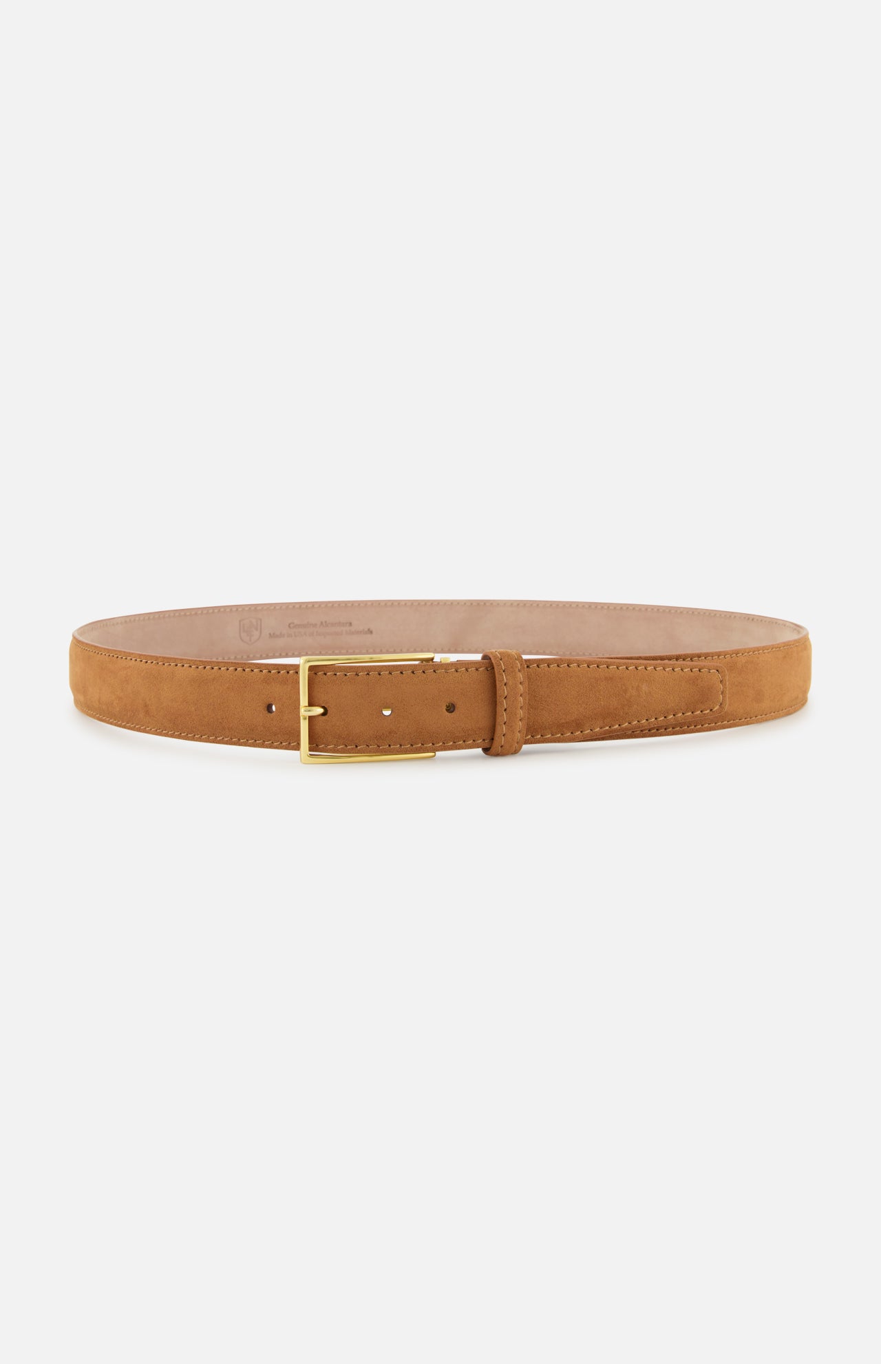 Tan Alcantara Belt with a gold-tone buckle.