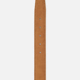 LEN Belts Alcantara Belt in tan with a pointed tip and five punched adjustment holes.