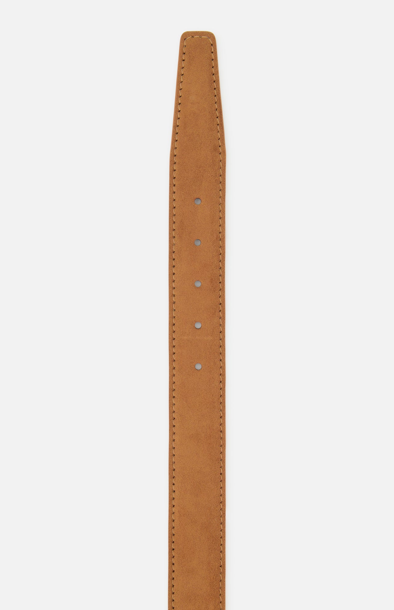 LEN Belts Alcantara Belt in tan with a pointed tip and five punched adjustment holes.