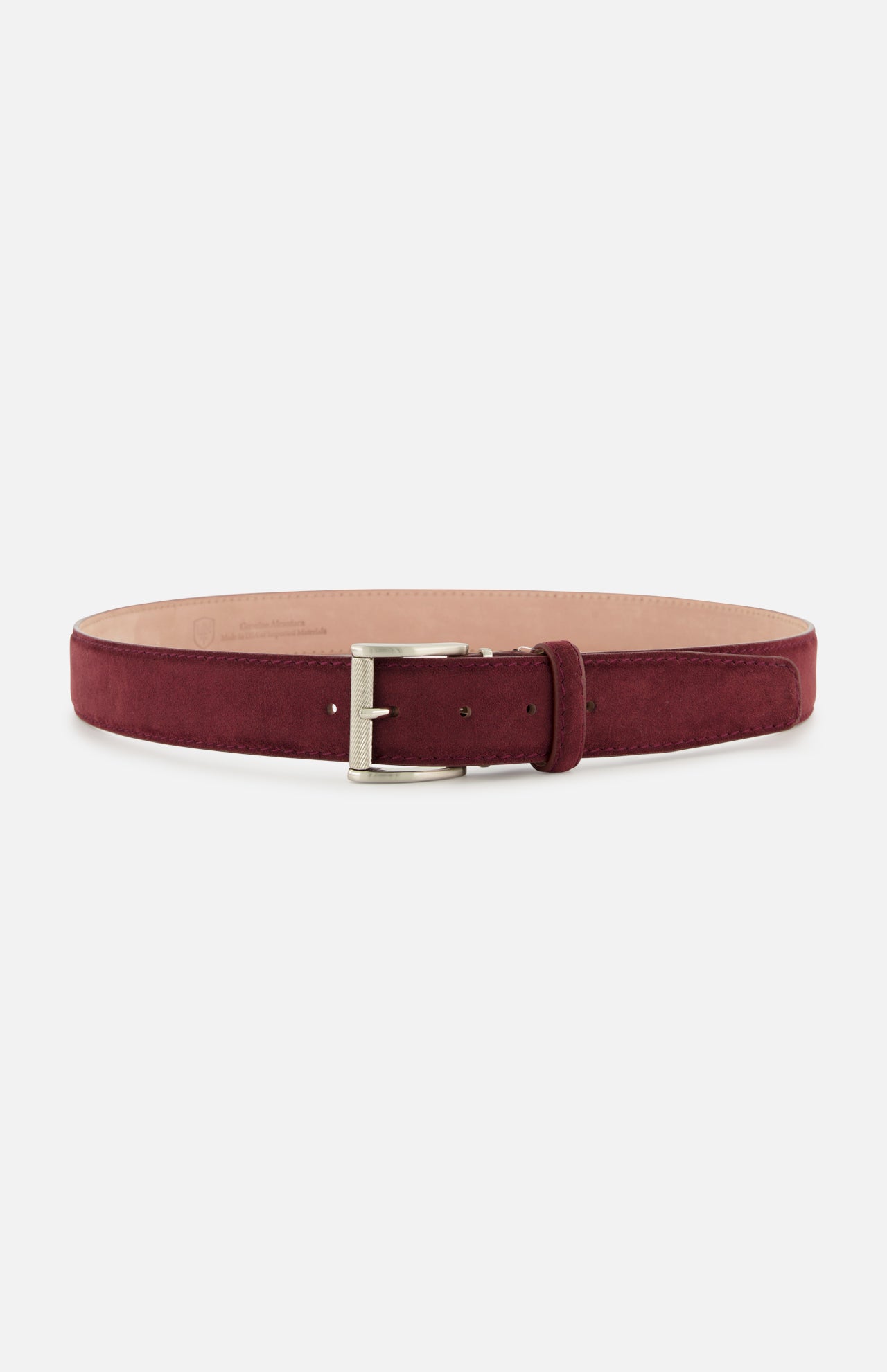 Aubergine suede-like Alcantara Belt with a silver-tone buckle.