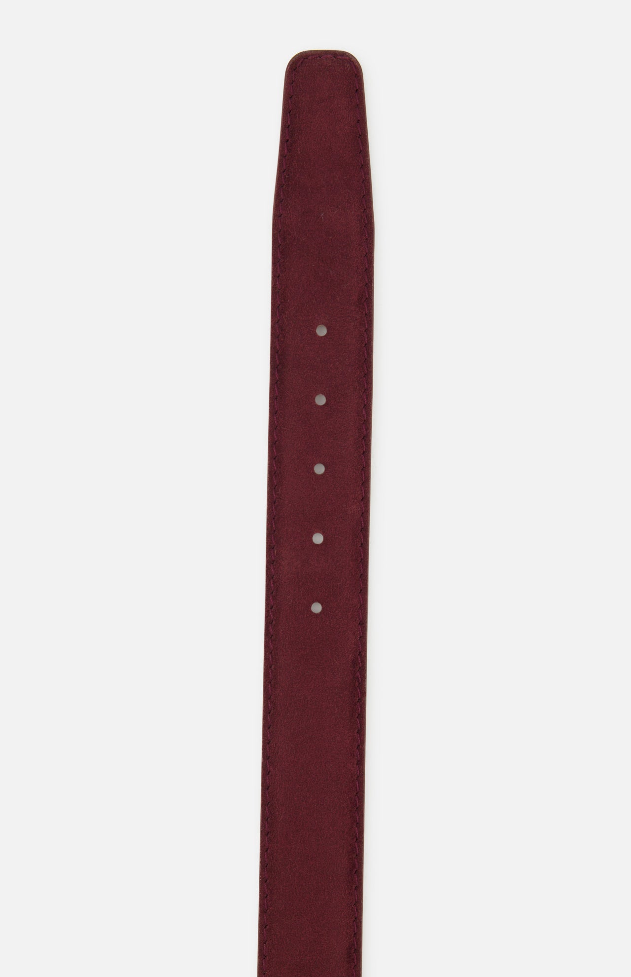 Deep red, suede-like LEN Belts Alcantara Belt with five holes.