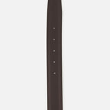 French Pebble Grain Belt in dark chocolate brown pebbled leather with five punched adjustment holes.