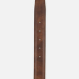 A dark chocolate brown LEN Belts Marbled Calf Belt with a subtle marbled texture and a series of adjustment holes.