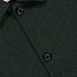 Close-up of the Wool-blend Coat in dark green, featuring black buttons and a visible white LES DEUX label inside the collar.