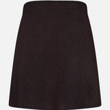 The Clare Cashmere Mini Skirt by LISA YANG, a slow luxury brand, is a minimalist black piece displayed against a white background.