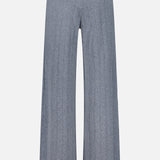 LISA YANG’s Shannen Wide Leg Cashmere Pants in gray feature a high-waisted, wide-leg silhouette with a vertical ribbed knit texture, shown front-facing against a white background.