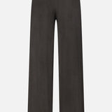 The Sofi Cashmere Drawstring Pant by LISA YANG is shown from the back against a plain white background. Inspired by the Scandinavian aesthetic, these black wide-leg pants feature a simple, loose-fitting design with an elastic waistband and no visible pockets or embellishments.