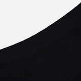 Close-up of the LISA YANG Torie Flared Cashmere Skirt in black, featuring its softly curved hem and the refined texture of luxury knitwear against a plain white background.