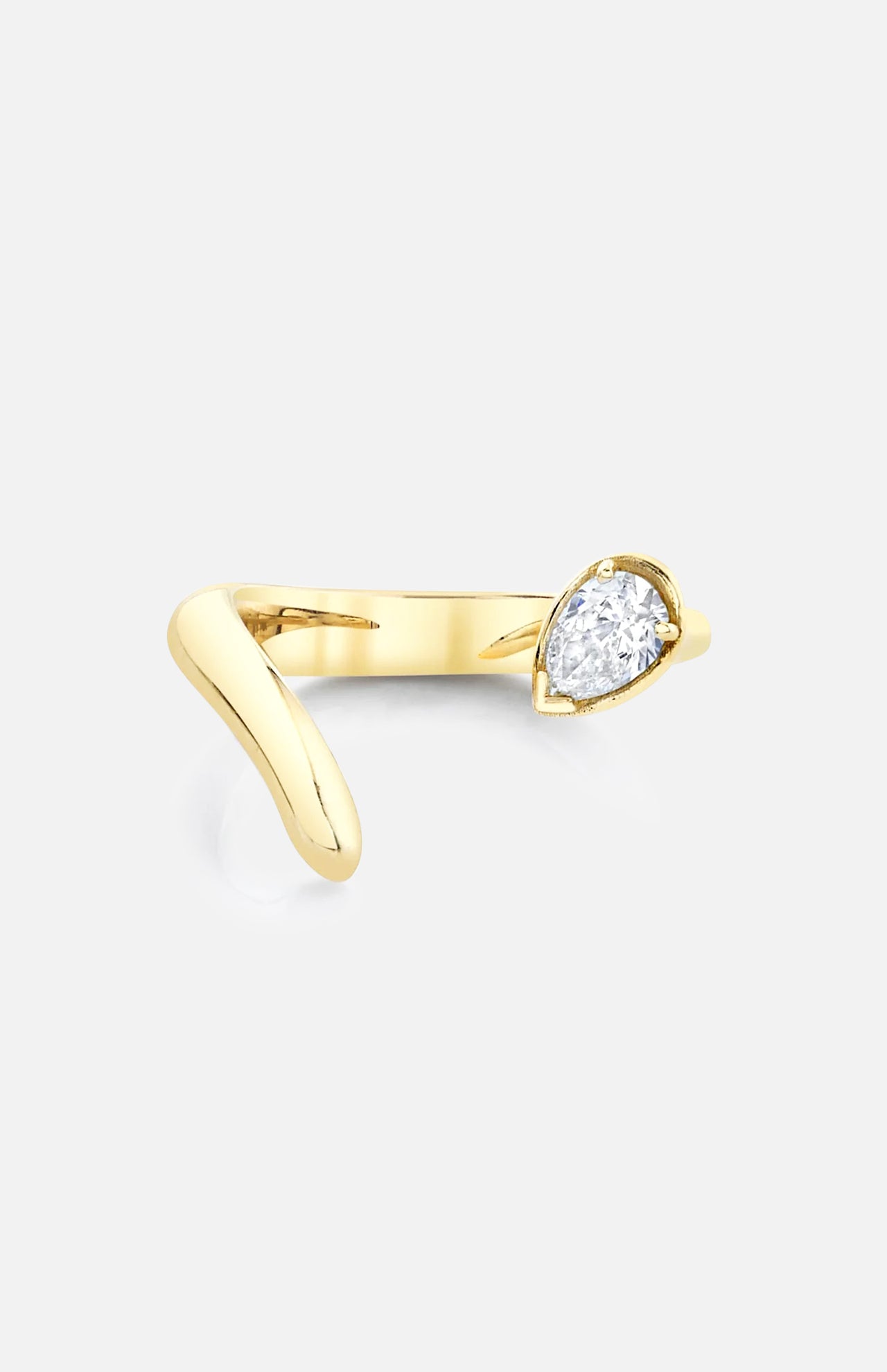 Solid Tusk Ring With Diamond Pear (14737516724587)