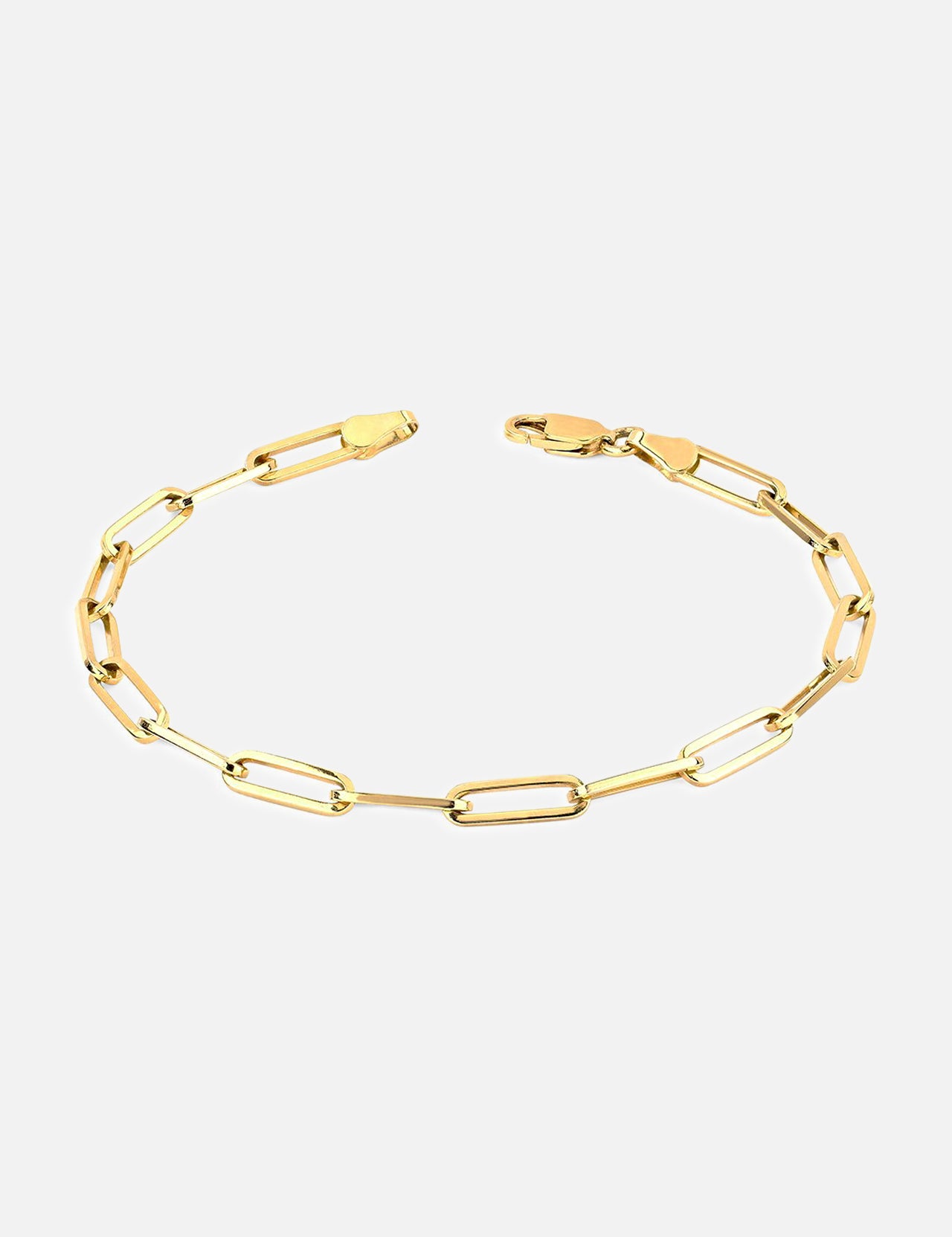 The LOGAN HOLLOWELL Alchemy Link Bracelet Solid is a delicate 14k yellow gold piece with elongated rectangular links and a simple clasp, shown on a plain white background.