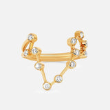 The LOGAN HOLLOWELL Pisces Diamond Constellation Ring features two delicate gold bands linked by sparkling diamonds in a celestial zodiac pattern—ideal for astrology jewelry lovers.