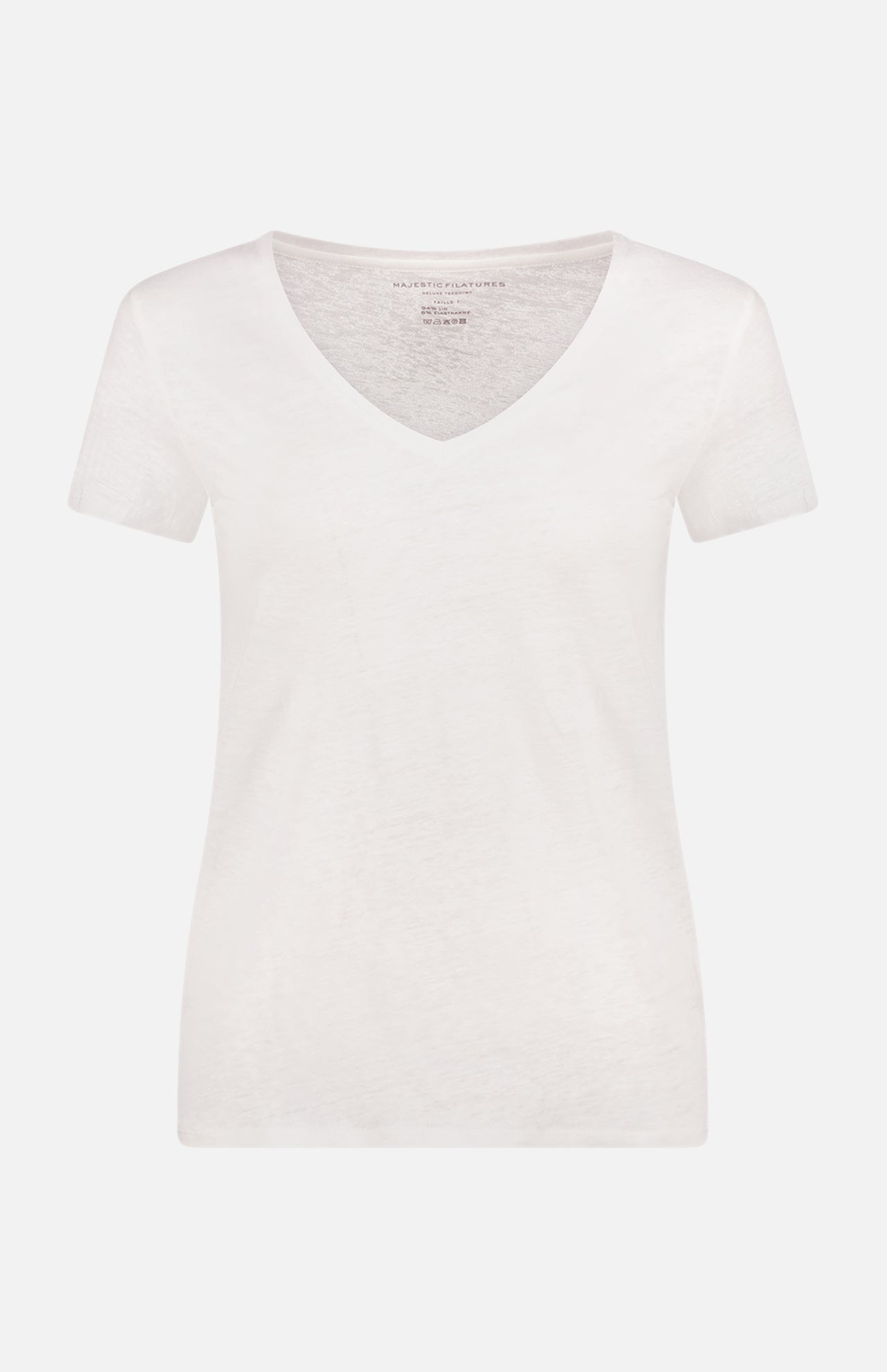Stretch Linen Short Sleeve V-Neck T-Shirt (7200336216179)
