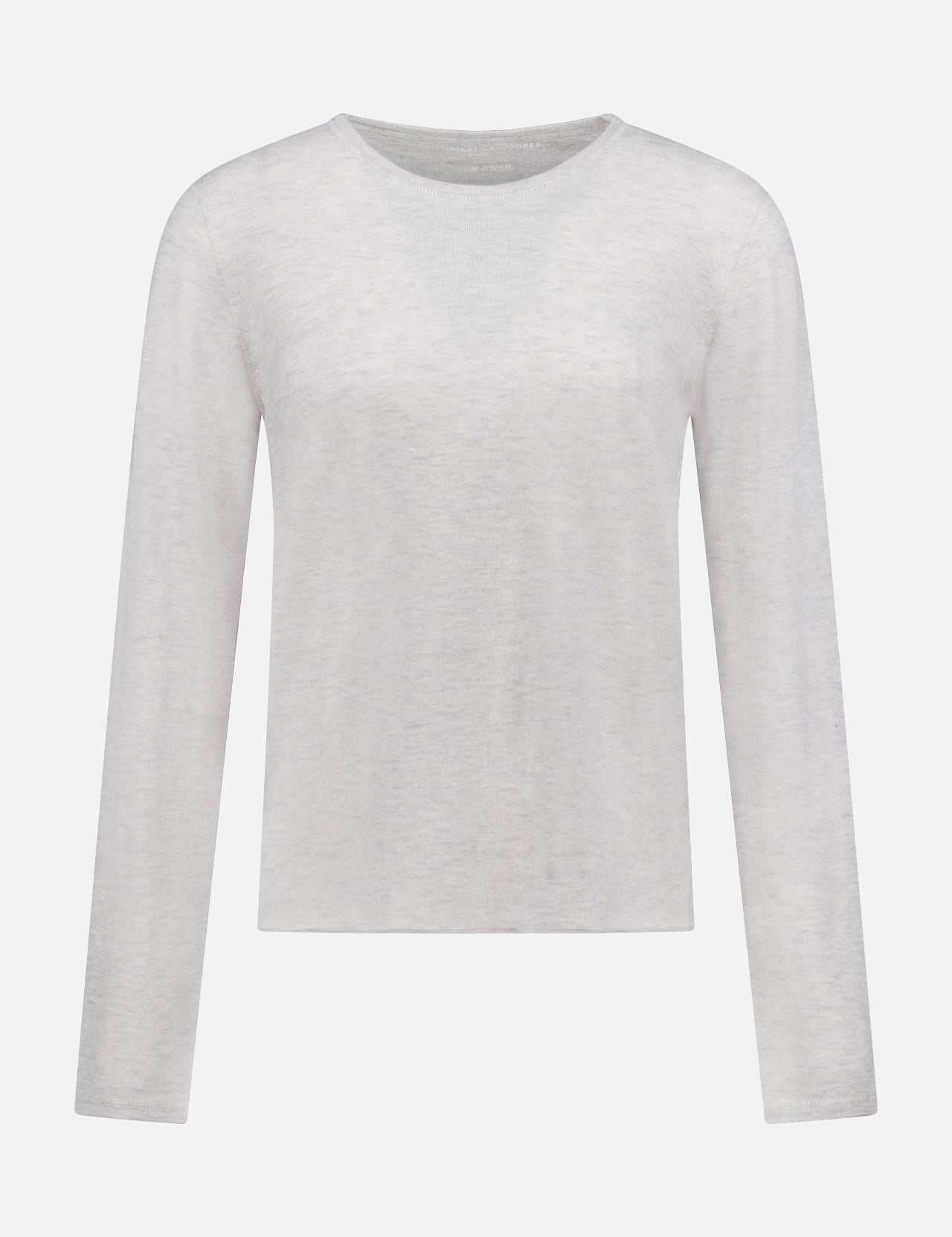 The MAJESTIC FILATURES Cashmere Long Sleeve Crewneck T-Shirt is shown in light gray on a white background. Made from lightweight cashmere, it features a minimalist, timeless design with no visible patterns, logos, or embellishments.