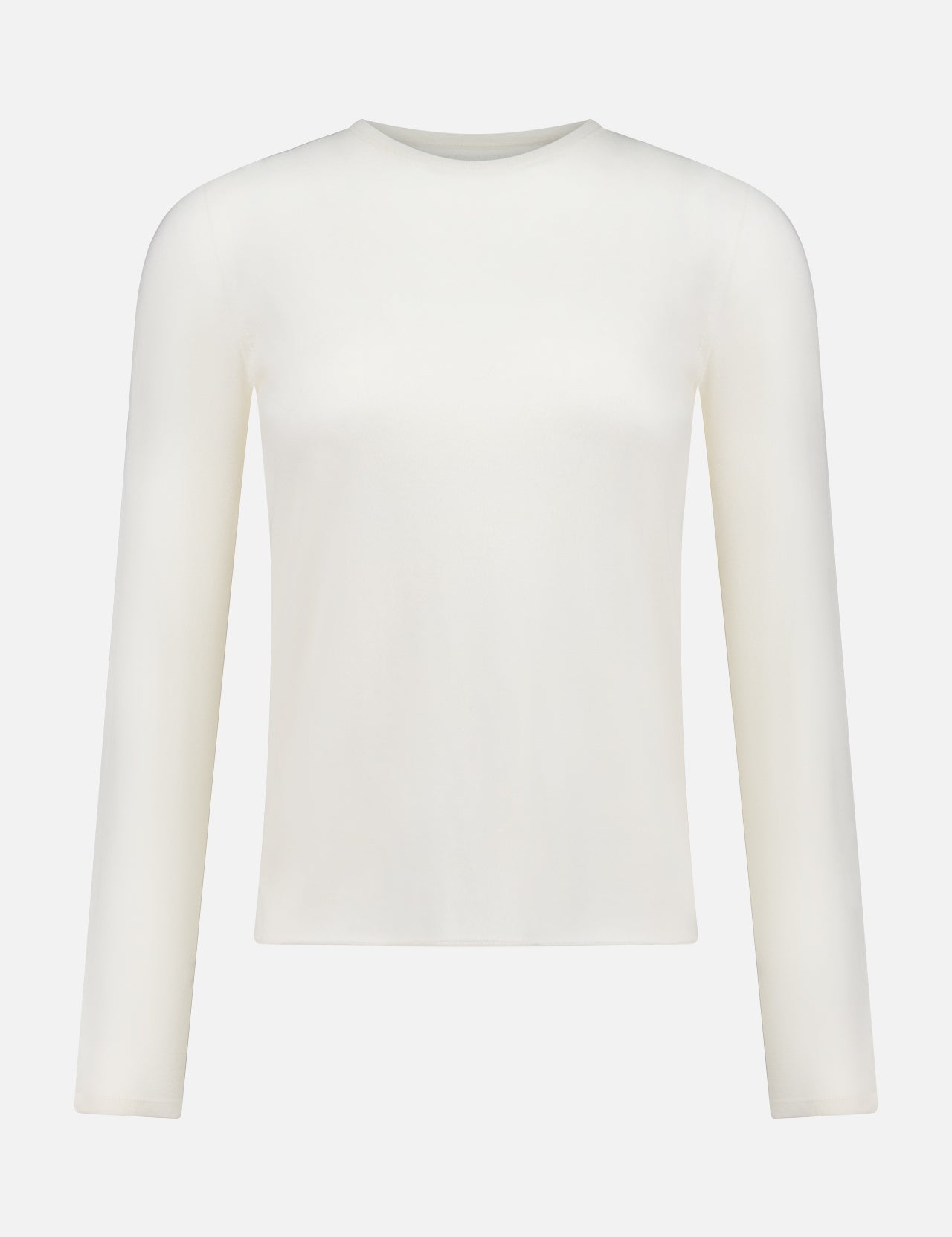 The MAJESTIC FILATURES Cashmere Long Sleeve Crewneck T-Shirt is shown in plain white, made in Italy, and displayed on a white background.