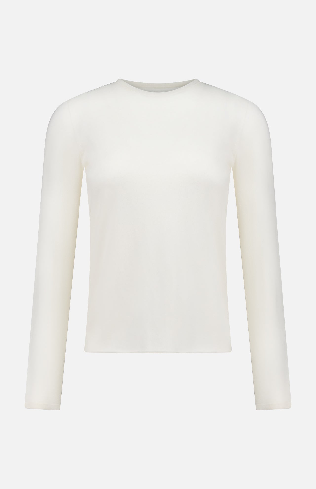 The MAJESTIC FILATURES Cashmere Long Sleeve Crewneck T-Shirt is shown in plain white, made in Italy, and displayed on a white background.