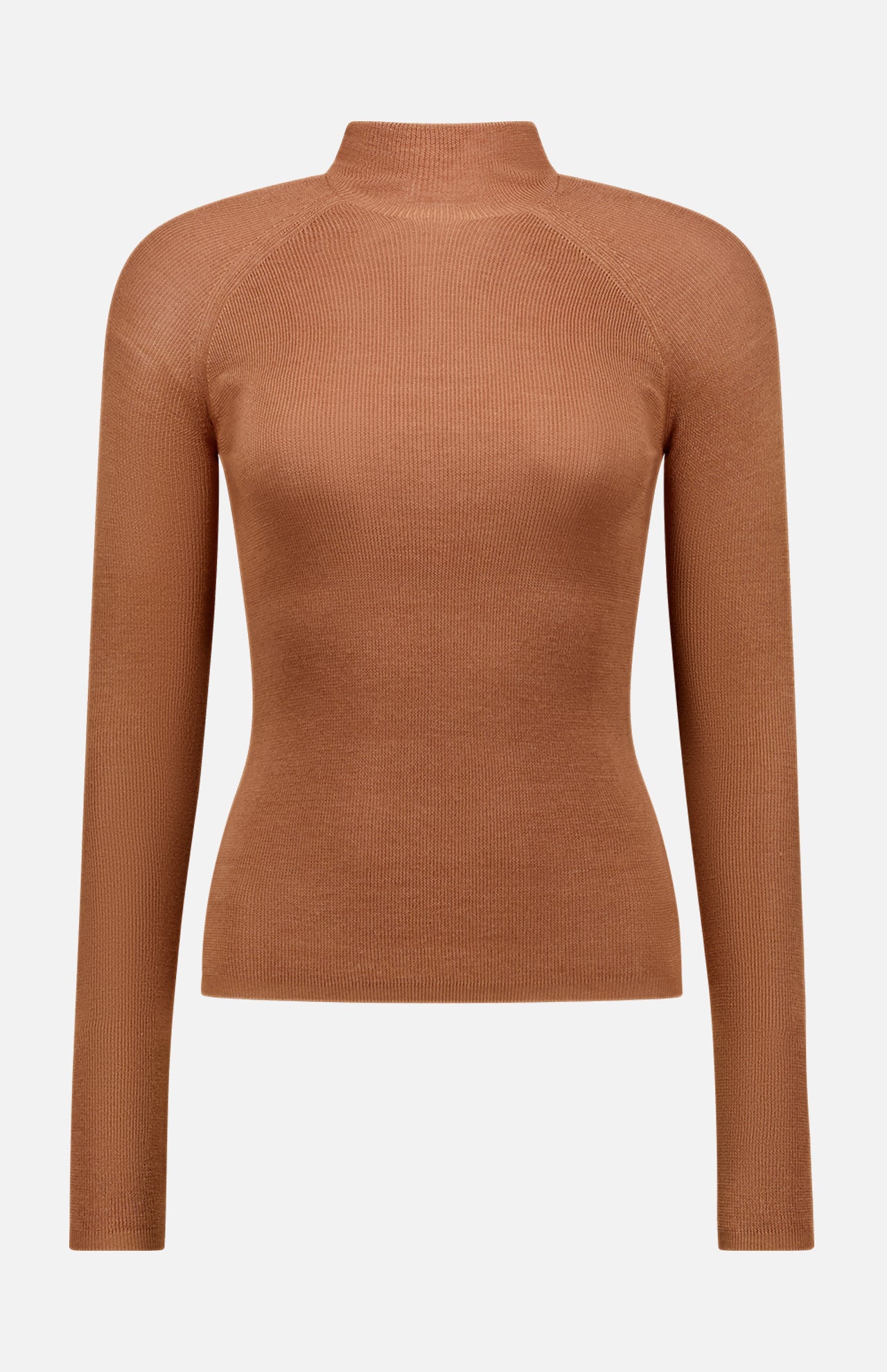 Wool Silk Micro Rib Long Sleeve Mock Neck (7700190134387)