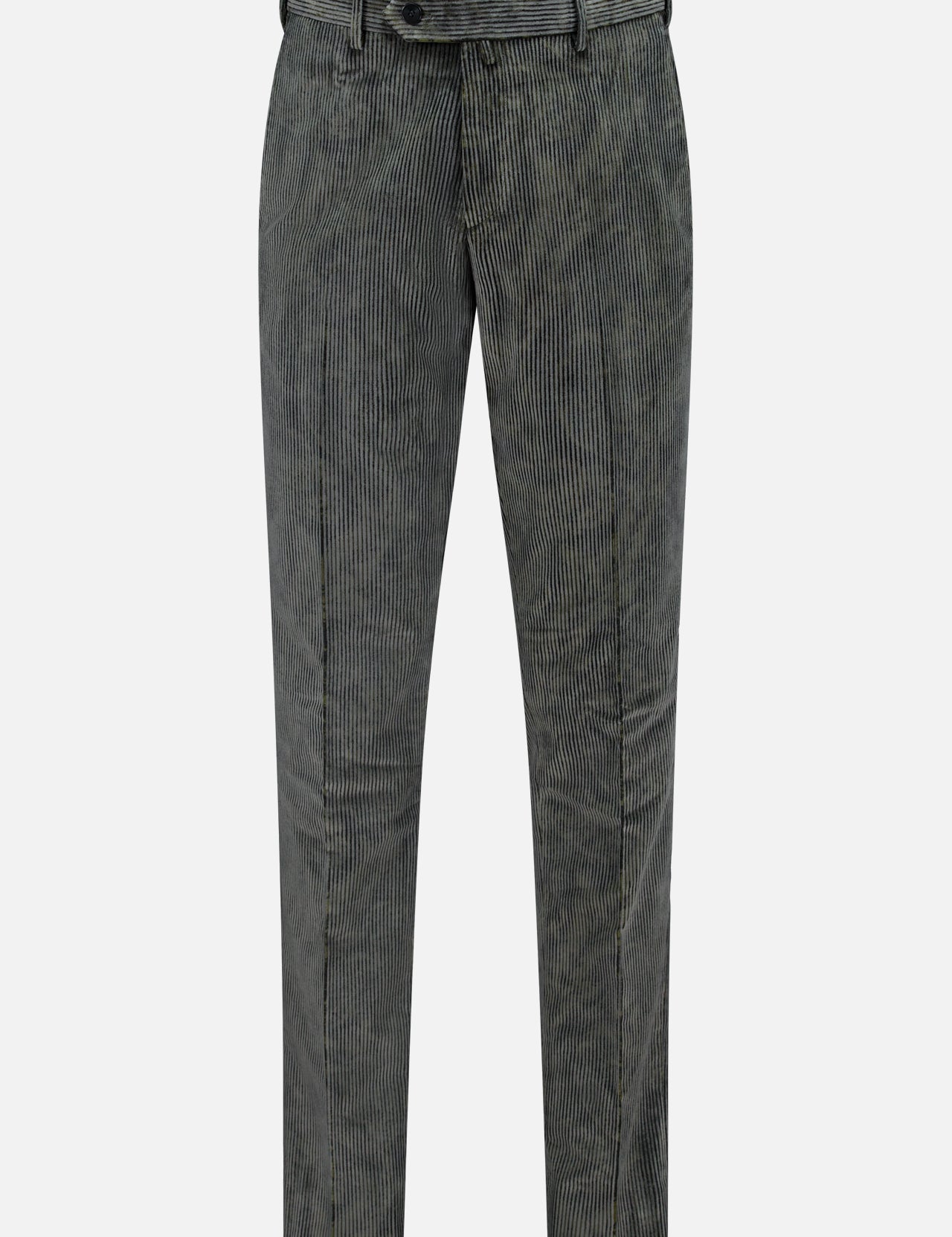 Malcom Cotton Corduroy Trouser Pant, featuring a button and zipper closure, belt loops, and front pleats—these luxury trousers are expertly crafted for timeless style and sophistication, displayed on a white background.
