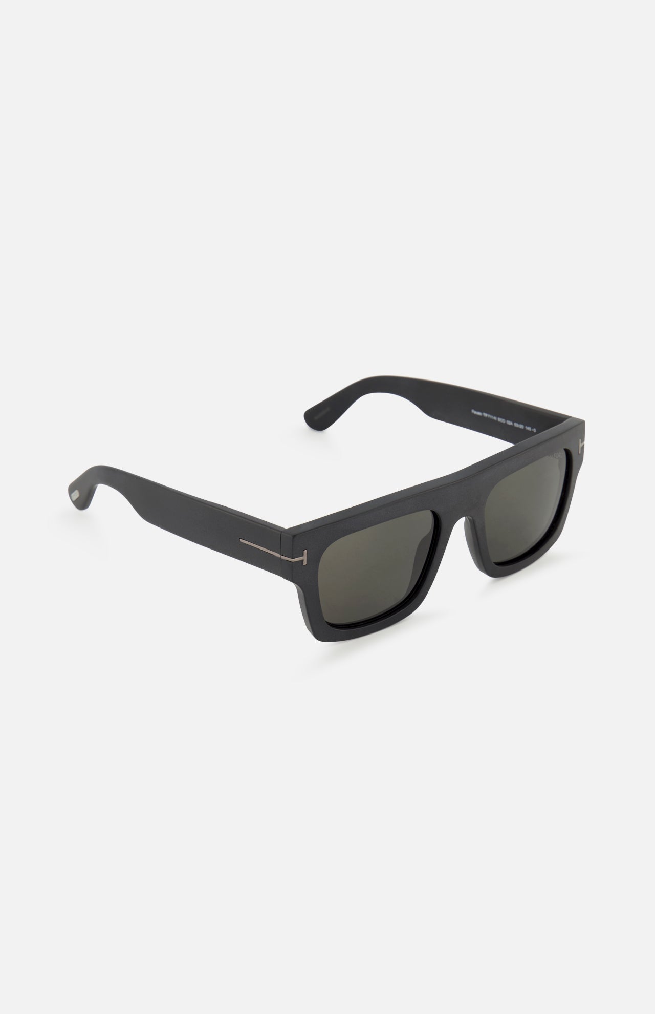 Tom Ford Fausto Square Black Sunglasses featuring a black square-frame acetate design with dark lenses and gold-tone T-shaped temple accents.