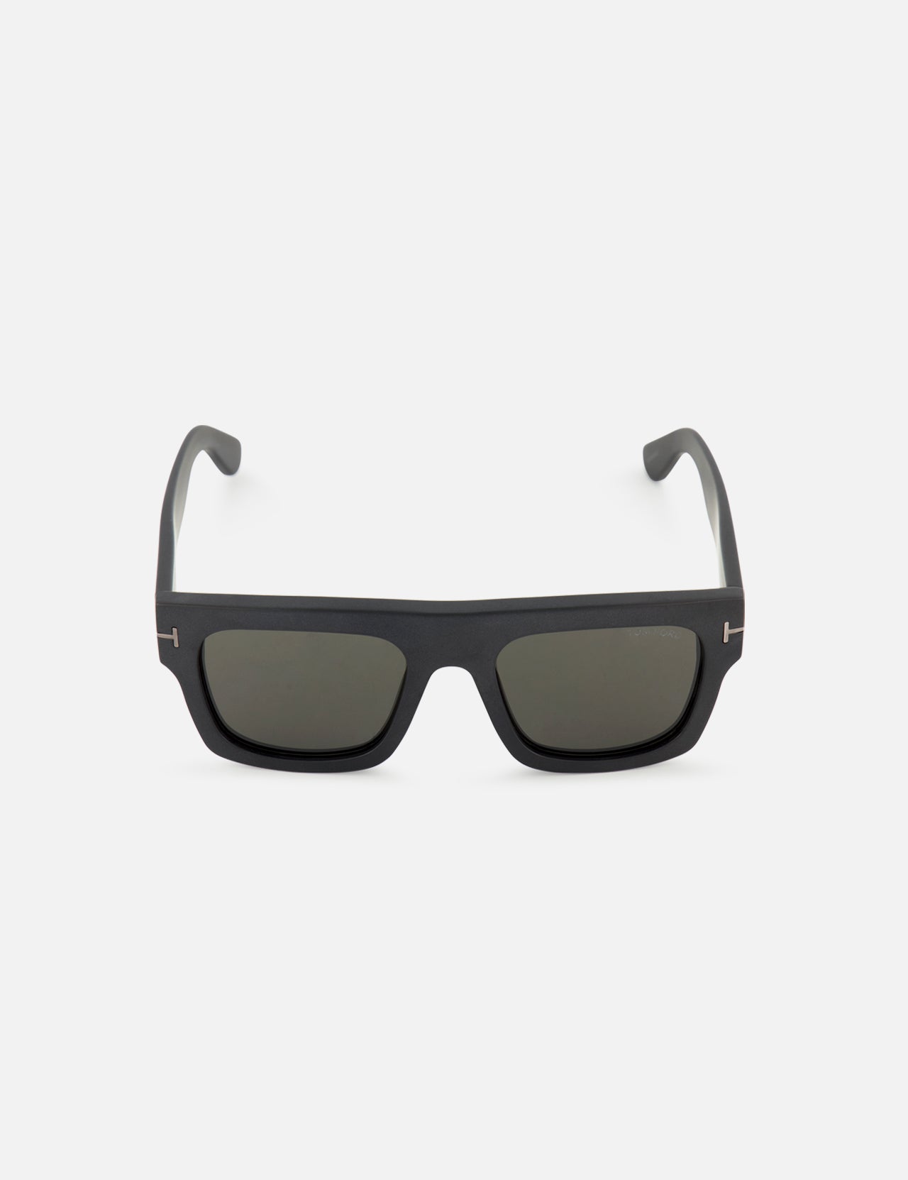 Tom Ford Fausto Square Black Sunglasses featuring black acetate square frames with thin metal accents at the hinges.