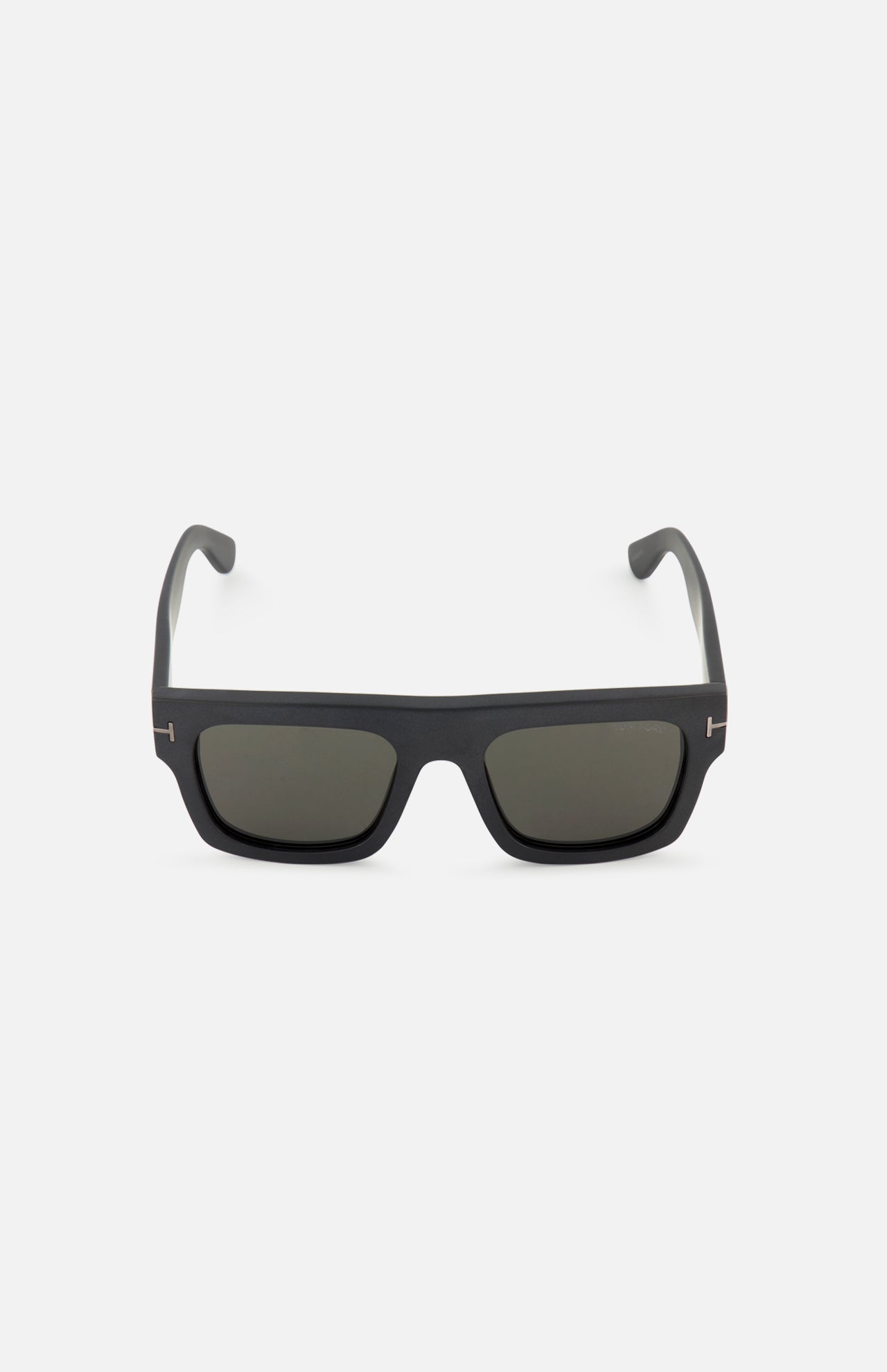 Tom Ford Fausto Square Black Sunglasses featuring black acetate square frames with thin metal accents at the hinges.