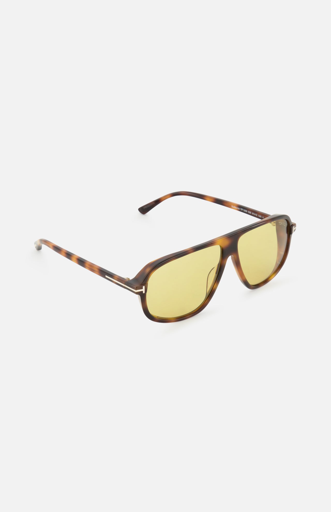 Tom Ford Guillaume Aviator Brown Sunglasses with tortoiseshell frames and yellow lenses.