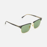 Tom Ford Hudson Aviator Black Sunglasses with black and gold-tone frames and green lenses, made in Italy.