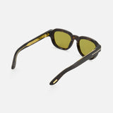 Tom Ford Icon Square Brown Sunglasses featuring a square tortoiseshell frame with green-tinted lenses and gold accents on the temples.