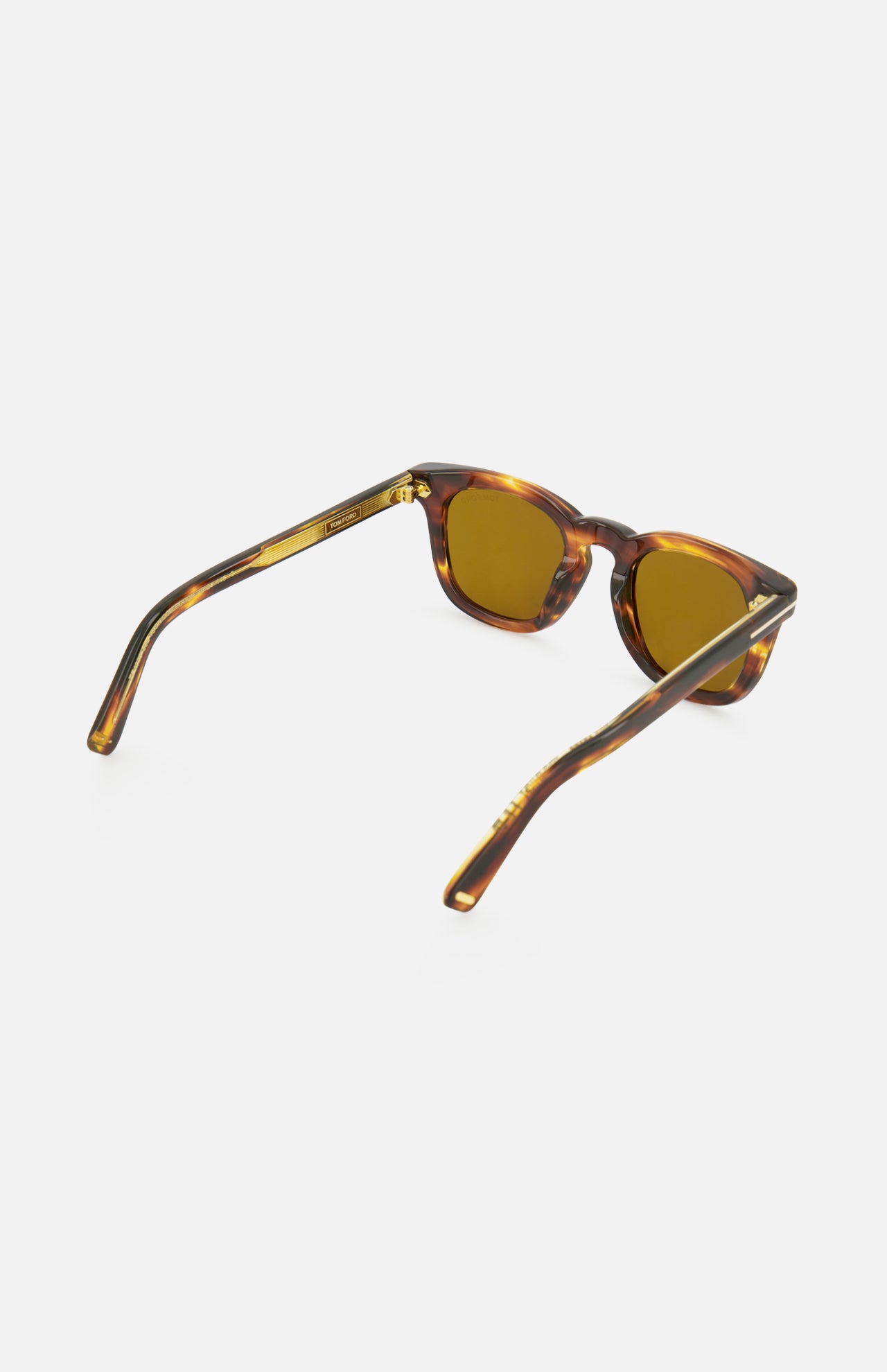 Tom Ford Icon Square Brown Sunglasses featuring a dark brown tortoiseshell square-frame design with tinted golden lenses.