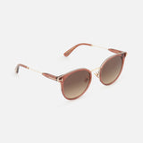 Tom Ford Round Light Brown Sunglasses featuring round frames with light brown gradient lenses and thin gold metal detailing.
