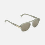 Zegna Aurora II Rectangle Grey Sunglasses featuring grey acetate rectangular frames with gold accents on the temples.
