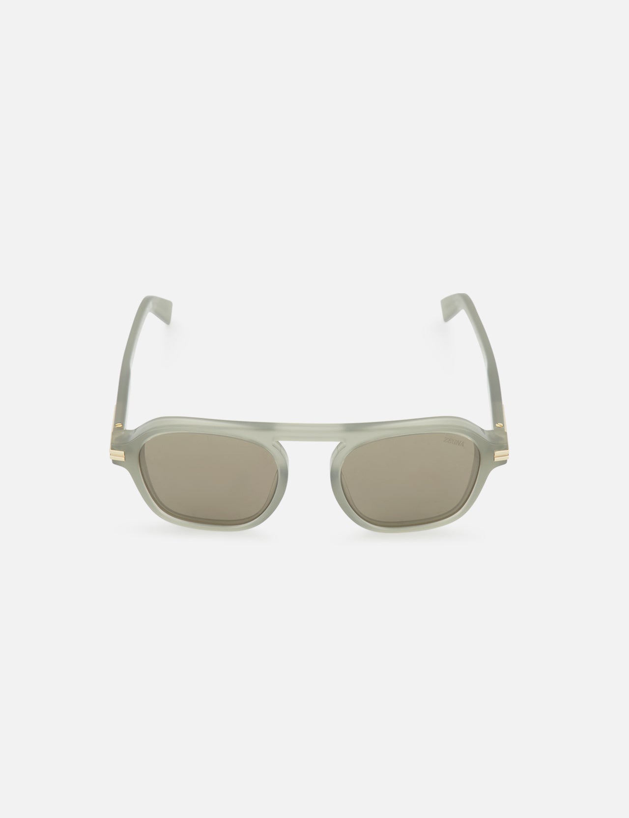 ZEGNA Aurora II Rectangle grey sunglasses featuring a rectangular acetate frame with a bridge connecting the lenses.